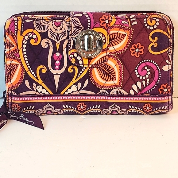 Vera Bradley Handbags - Vera Bradley purple & orange pattern wallet.